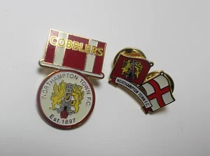 NORTHAMPTON TOWN FC - ENAMEL BADGES x2. - ENGLAND, COBBLERS. - Picture 1 of 3