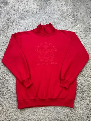 Винтажный свитшот Giorgio Beverly Hills для взрослых средний размер красный вышитый логотип имитация шеи - Изображение 1 из 4
