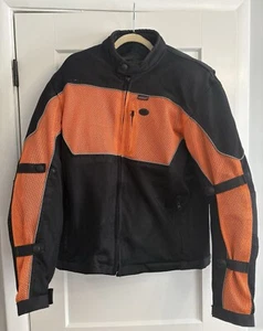 Chaqueta de equitación Brooks de cuero para hombre grande negra/naranja de malla textil - Imagen 1 de 9