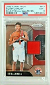 Parche de muestras sensacionales RUI HACHIMURA 2019 Panini Prizm ROOKIE COMO NUEVO PSA 9 - Imagen 1 de 3