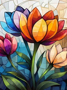 Flower Diamond Art Kits for Adults,Diamond Painting Kits for Adults,Stained Glas - Picture 1 of 8