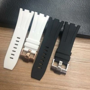 30mm Schwarz Weiß Gummi Silikon Uhr Armband für Audemars Piguet 26400 - Bild 1 von 8
