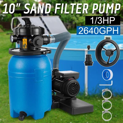 10" Sand Filter Above Ground with 1/3HP Pool Pump 2640GPH Flow Up to 10000Gallon - Image 1 of 4