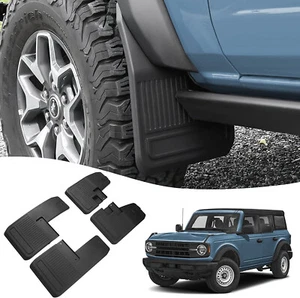 2021-2023 Ford Bronco Black Front & Rear Mud Flaps Splash Guards 2/4 Door - Picture 1 of 1