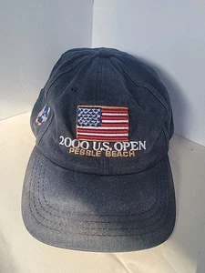 Golfmütze Kappe Vintage 2000 blau abgenutzt US Open Kieselstrand blau AHEAD verstellbar - Bild 1 von 8