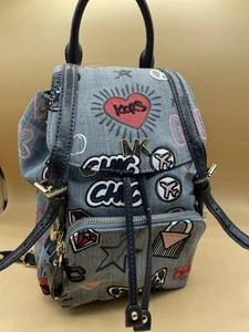MICHAEL KORS Blue Denim BEACON Small Mini Backpack Purse Embellished Rare HTF - Picture 1 of 19
