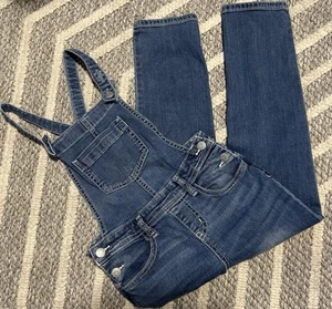 Cat & Jack denim dark wash bib overalls super stretch adjustable straps S 6/6x - Picture 1 of 6