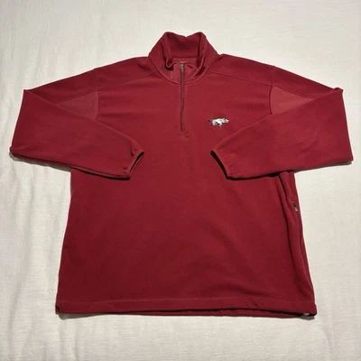 Men’s Antigua Arkansas Razorbacks Fleece 1/4 Zip Sweater Red Size Large NCAA - Image 1 of 4