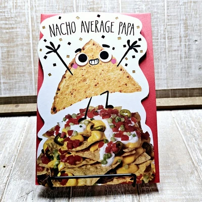 American Greetings Father's Day Card Papa Nachos Red Funny Humor Cut Out - Image 1 of 4