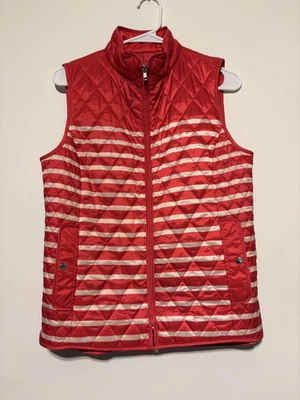 Talbots Vest Womens Small Red Pink Quilted Striped Lightweight Puffer Sleeveless - Image 1 of 4