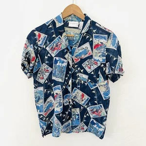 Camisa Top Vintage Liz Claiborne Postal Náutica Vacaciones Botón Delantero Talla M - Imagen 1 de 3