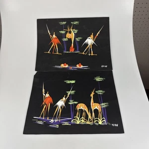 2 pinturas tribales firmadas de arte popular africano congo belga modernista gouache de colección - Imagen 1 de 8