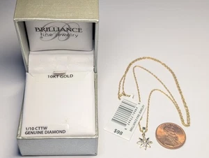 BRILLANTER 1/10 CTTW DIAMANTEN 10K GELBGOLD STERN ANHÄNGER AN GF 18" HALSKETTE - Bild 1 von 24