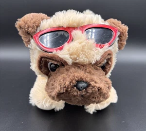Pug Dog Plush Realistic Stuffed Animal Toy with Sunglasses & Wearing Swim Trunks - Picture 1 of 7