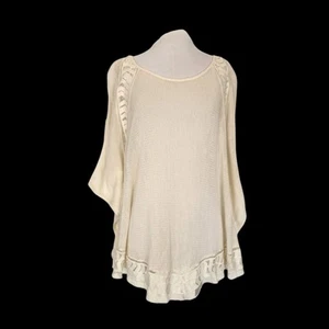 NWT Chico's Lily Sheer Crocheted Kimono Poncho Coverup Sz L/XL Natural Cream - Picture 1 of 12