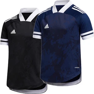 Boys Adidas Condivo 20 Youth Soccer Jersey Kids Training Top Black Blue NEW - Picture 1 of 6