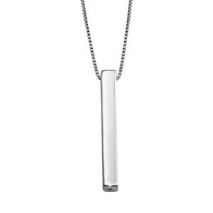 14K WHITE GOLD OVER 925 STERLING SILVER DROP DOWN BAR NECKLACE PENDANT / 18''
