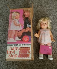 1964 Baby First Step walking doll by Mattel original Box Tag and clothing Works
