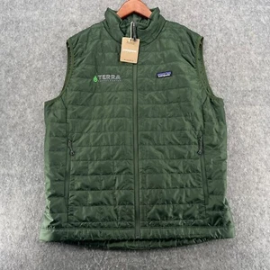 Patagonia Nano Puff Vest Mens L Green Primaloft Puffer *Custom Logo* - Picture 1 of 12