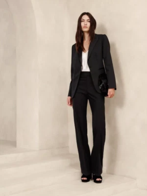 Pantalones rectos de esmoquin de lana italiana Banana Republic Barathea negros talla 6 RT$160 Foto 1 de 4