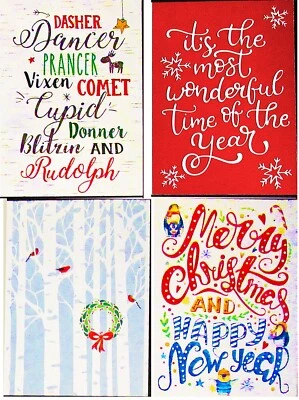 New Set (16) Assorted Christmas Greeting Cards 4 Designs w/envelopes 7.25x5.25" - Image 1 of 4