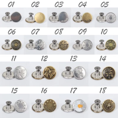 10pcs Hammer on Denim Jeans Button 17mm Replacement Studs No Sew for DIY Jackets - Image 1 of 4