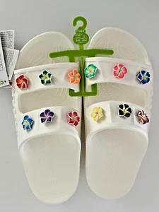 New!!! Crocs Baya Sandals Waterproof Slip-on Shoe Hawaiian Flowers Woman's 9 - Picture 1 of 13