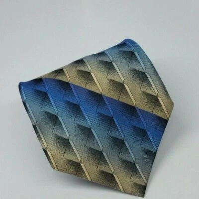 Corbata de seda Platinum Designs azul plata gris geométrica para hombre 57 x 3,7/8 Foto 1 de 4
