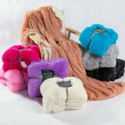 Shaggy Fluffy Plush Blanket Berber Fleece Soft Warm Thick Bedding Bedspread - Image 1 of 4