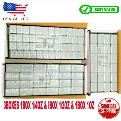 3 box 1/4,1/2,1 OZ GREY WHEEL WEIGHTS STICK-ON ADHESIVE TAPE 27 LBS LEAD-FREE - Image 1 of 4