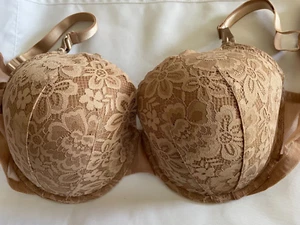 Victoria Secret Lined Demi Bra Women's 40DD Nude Lace Underwire Beige - Picture 1 of 5