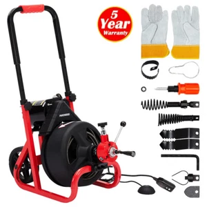 100ftx3/8" Drain Cleaner Electric Sewer Snake Cleaning Machine Drain Auger Cable - Picture 1 of 9