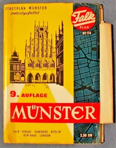 1960s Muenster Münster GERMANY FALK PLAN CITY ROAD MAP Guide Tourist No 174 - Picture 1 of 5