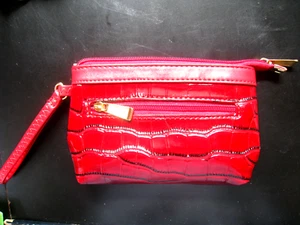 Vintage ROT Aalhaut Stil Handgelenktasche - Clutch Handtasche Tasche - Bild 1 von 5