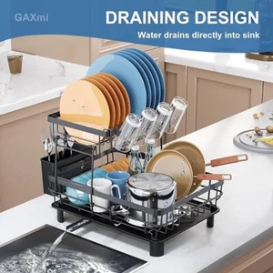 Dish Drainer Drying Rack Cup Holder Cutlery Tray pot Kitchen sink Organizer bowl - Picture 1 of 15