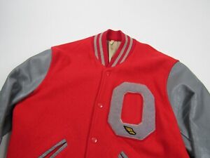 Vtg 50s 60s Lasley Leather Wool Varsity Letterman Jacket Sz 40 Ohio State Colors