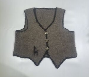 Alpaca Sweater Vest Llama Lady Petoskey Stone Buttons Grandmacore