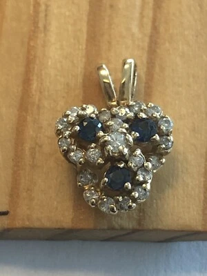 14K Yellow Gold 0.55Ctw Sapphire & Diamond Pendant Very Unique - Image 1 of 4