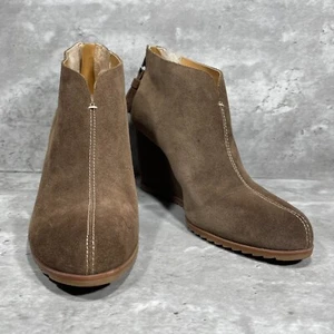 Korks Ankle Booties Brown Suede Heeled With Rear Zip Closure Women's Size 7.5 M - Picture 1 of 12