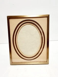 Vintage Burnes of Boston Picture Frame Goldtone Oval Beige  - Picture 1 of 9
