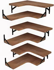 Juego de 6 estantes flotantes de esquina, estantes de almacenamiento de madera dura, acogedores y confiables Fl - Imagen 1 de 7