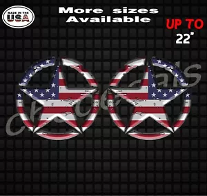 Distressed Military American Flag Stars Vinyl Decals Set of 2 - Picture 1 of 1