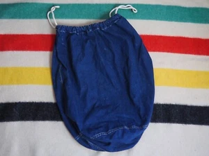 VTG 50s 60s Dark Indigo Blue Denim Civilian Military Laundry Drawstring Bag - Picture 1 of 7