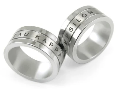 Tau Kappa Epsilon Tungsten ring w/ brush finish center - Image 1 of 2