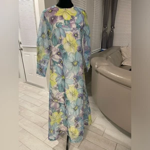 Vintage años 60?? Sears at home lleva vestido estampado floral S/M - Imagen 1 de 7