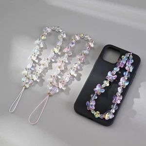 Acrylic Phone Beaded Charm Colorful Butterfly Phone Lanyard - Photo 1 sur 15