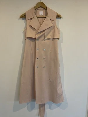 Goot Pink Trench Dress Vest US size S AUS Size 8 Snap Button Tie Josh Goot EUC - image 1 of 4