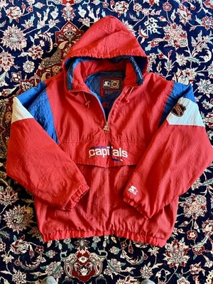 VTG Washington Capitals Starter Men Red Hooded Pullover Coat Jacket Puffer Sz XL - Image 1 of 3