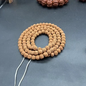 10×9mm Superb Rudraksha 108 Beads Necklace 精挑印尼小金刚菩提盘龙🐉纹108脖挂 - Picture 1 of 11