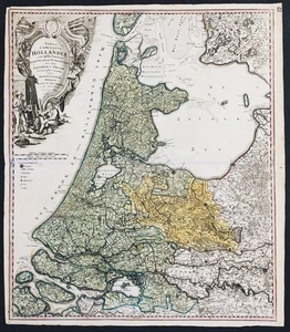 Holanda Amsterdam Nederland Países Bajos Netherlands mapa Homann 1733 - Imagen 1 de 1